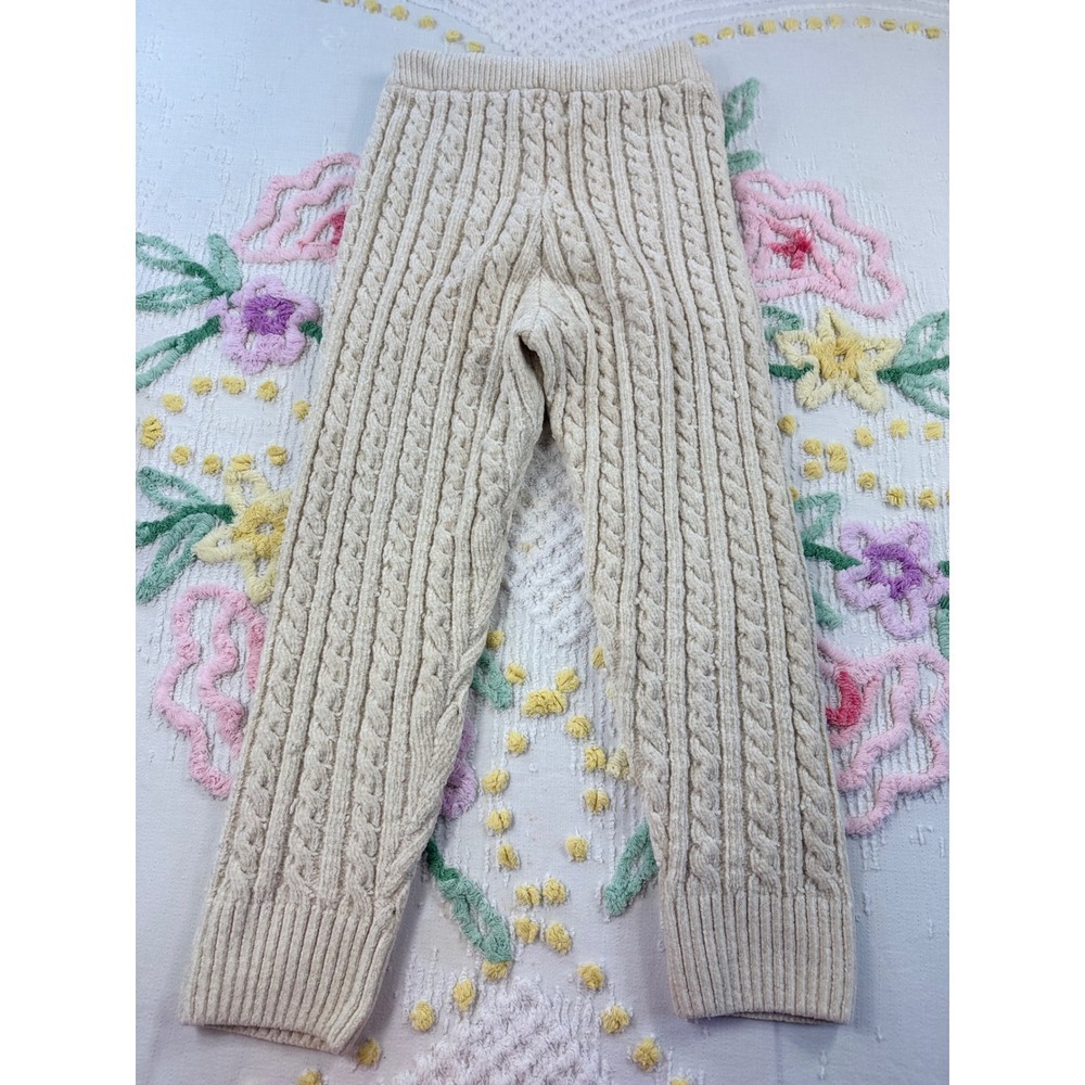 Polly Cable Knit Pants XS/S Beige Drawstring Cozy Lounge Casual Knitwear - Picture 2 of 8